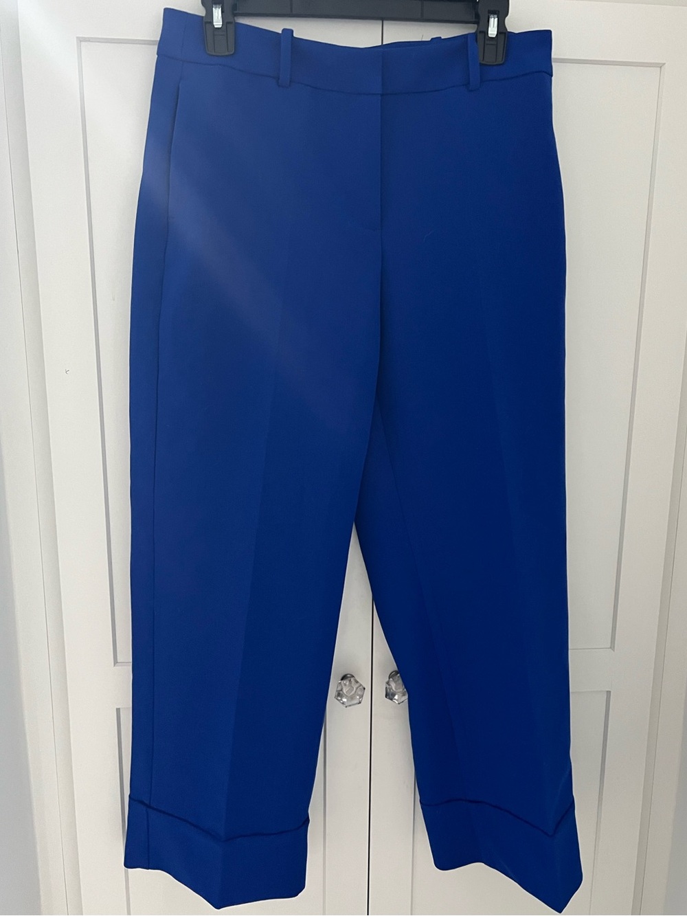 Zara Cropped Tailored Cuffed Pants in Cobalt Blue